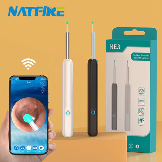 NE3 Ear Cleaner High Precision Ear Wax Removal Tool with Camera LED Light Wireless Otoscope Smart Ear Cleaning Kit Best Gift