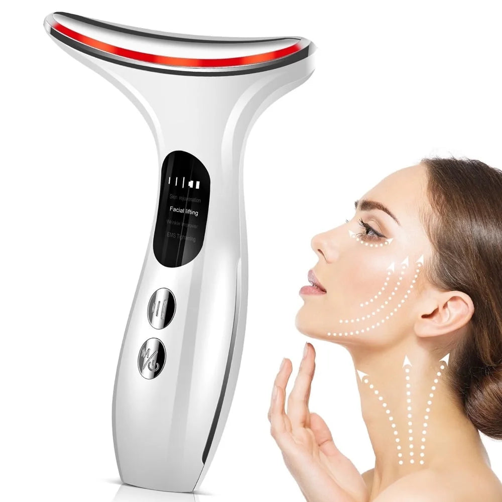 Facial Neck Massager for Skin Care Electric Face Neck Lifting Massager with 45℃ Heat & 3 Massage Modes for Wrinkles Facial Massager