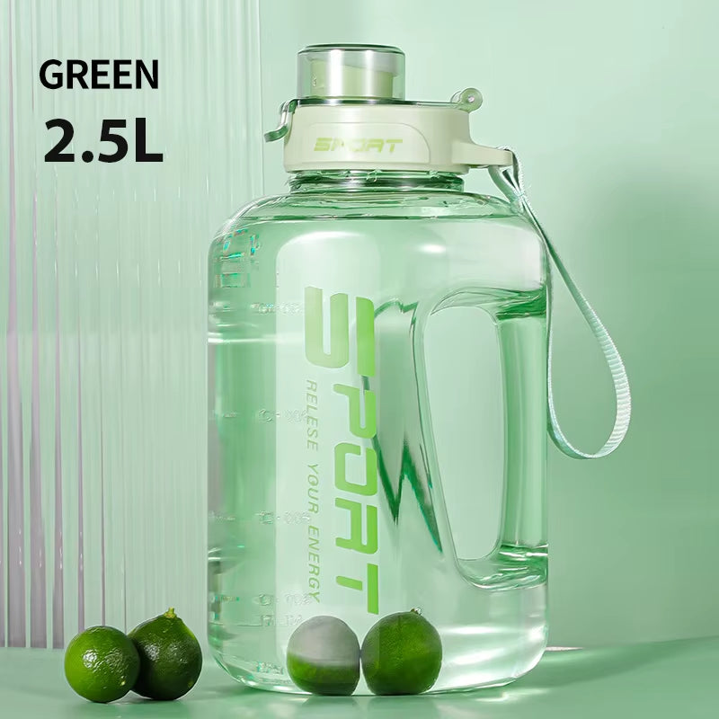 1.2L/1.7L/2.5L Large Capacity Water Bottle Big Belly Cup Sports Water Bottle Ton Ton Bucket Student Portable Plastic Space Cup