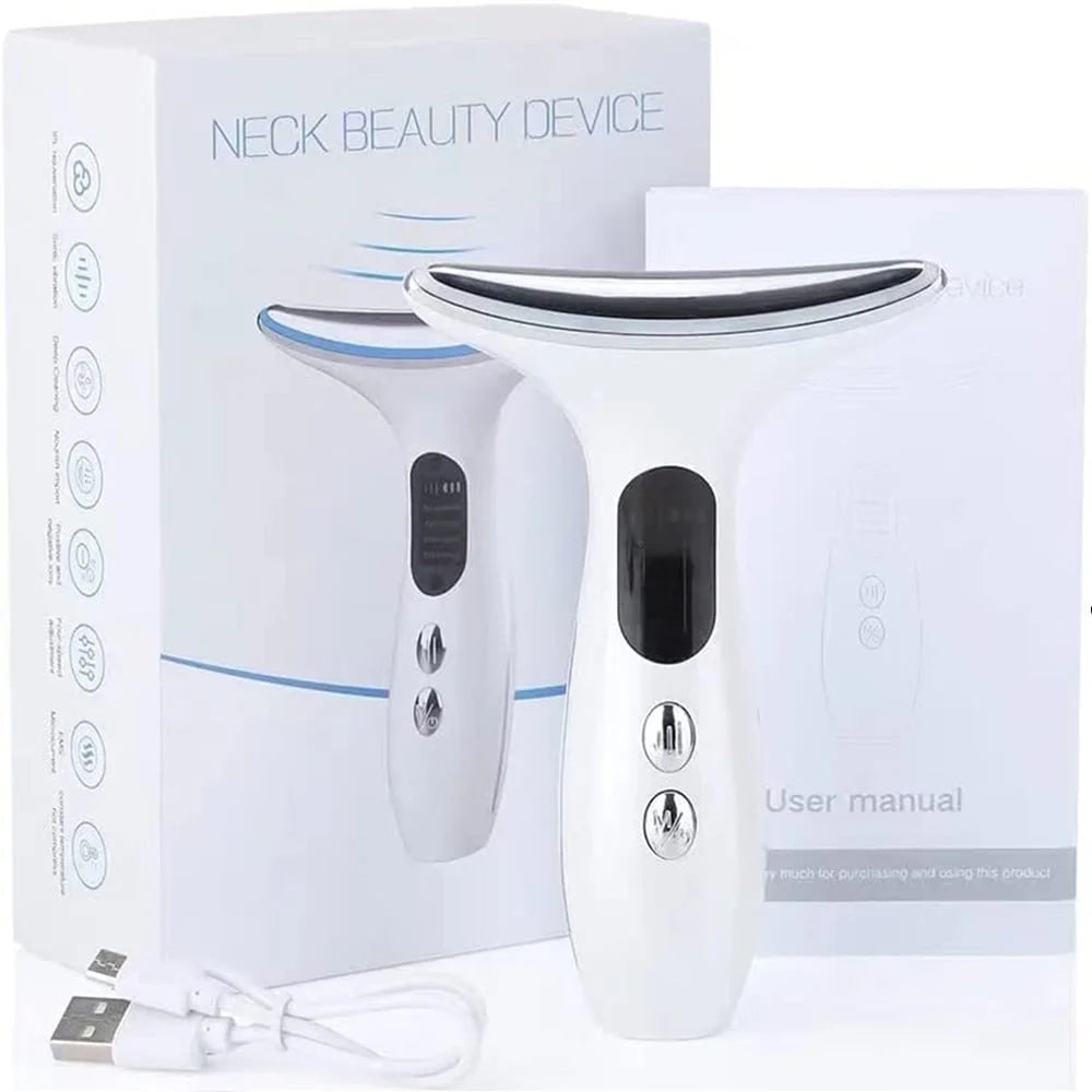 Facial Neck Massager for Skin Care Electric Face Neck Lifting Massager with 45℃ Heat & 3 Massage Modes for Wrinkles Facial Massager