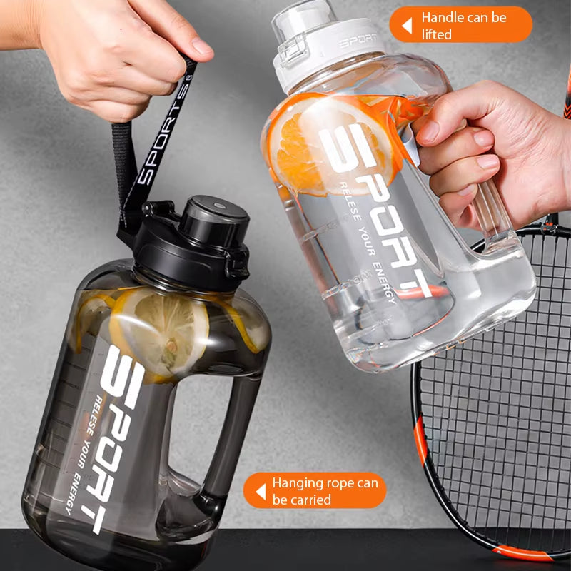 1.2L/1.7L/2.5L Large Capacity Water Bottle Big Belly Cup Sports Water Bottle Ton Ton Bucket Student Portable Plastic Space Cup