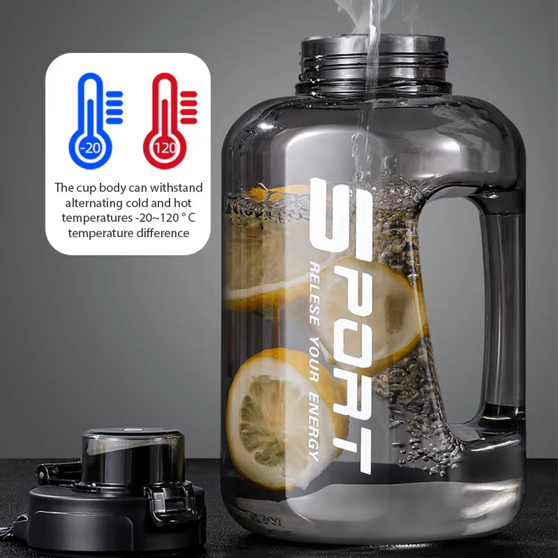 1.2L/1.7L/2.5L Large Capacity Water Bottle Big Belly Cup Sports Water Bottle Ton Ton Bucket Student Portable Plastic Space Cup