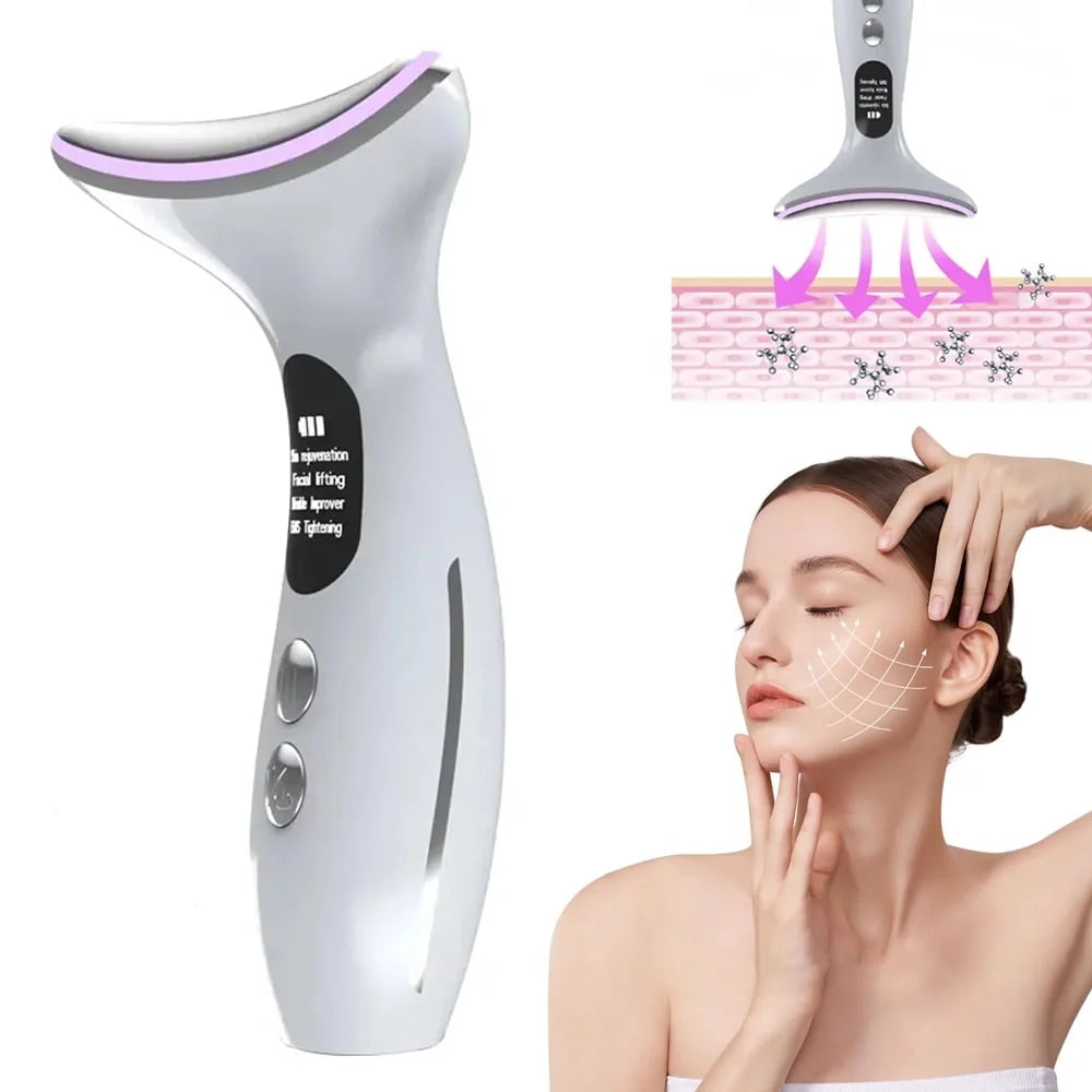 Facial Neck Massager for Skin Care Electric Face Neck Lifting Massager with 45℃ Heat & 3 Massage Modes for Wrinkles Facial Massager